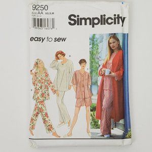 Vintage 1996 Simplicity Easy To Sew Misses Sleepwear Sewing Pattern, XS, S, M